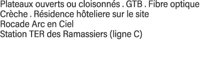 Plateaux ouverts ou cloisonnés   GTB   Fibre optique Crèche   Résidence hôteliere sur le site Rocade Arc en Ciel Stat   